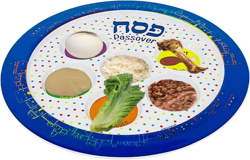 Rite Lite Melamine Jerusalem Seder Plate for Kids - 9" Stylish & Colorful Serving Dish, Passover Jewish Holiday Party Favors Pesach Seder Recipe & English Haggadah Traditional Judaism Decor Gifts - Image 2